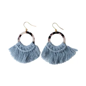Tortoise Fringe Earrings - Denim