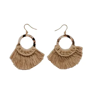 Tortoise Fringe Earrings - Sand