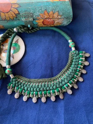 Tribal Green Thread Necklace