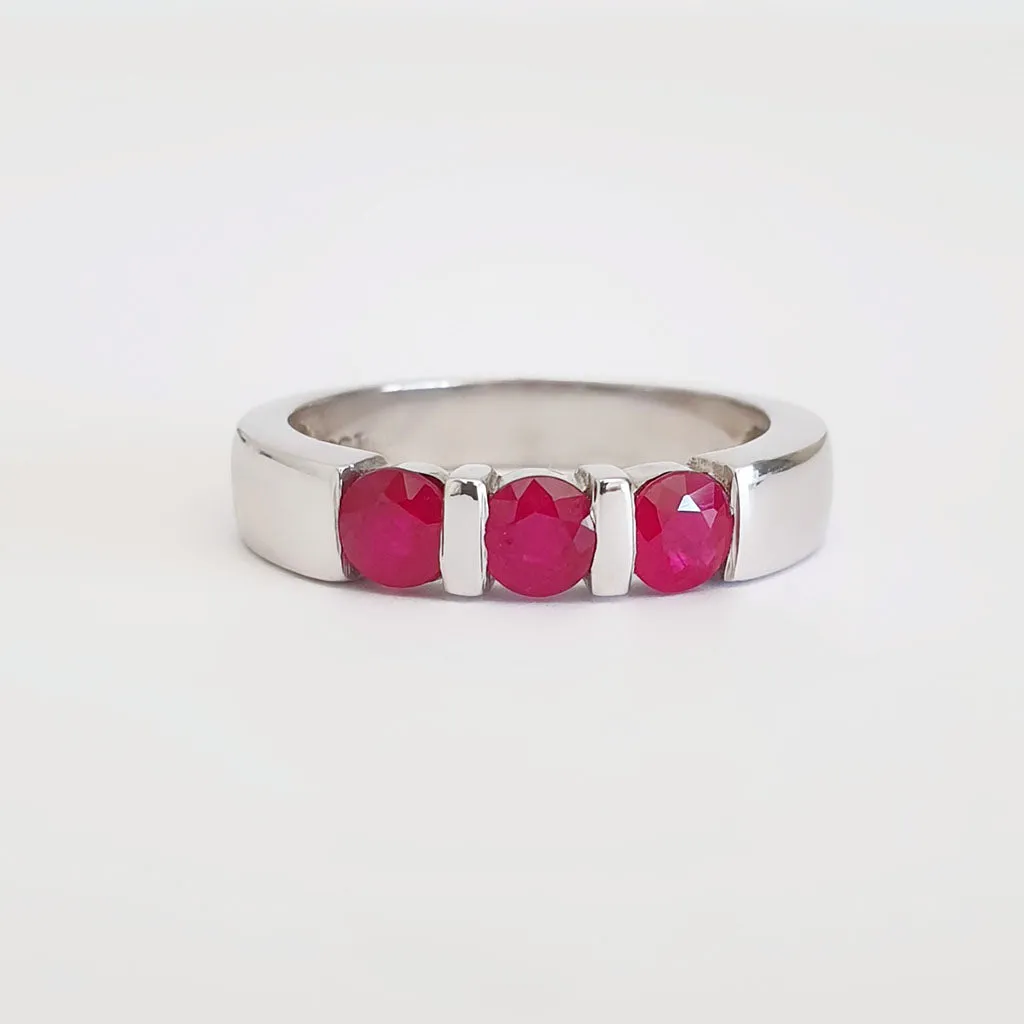 Trilogy Bar Set Ruby Ring