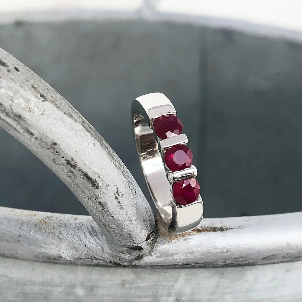 Trilogy Bar Set Ruby Ring