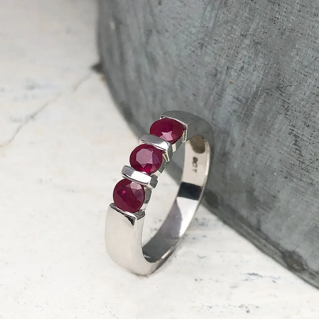 Trilogy Bar Set Ruby Ring