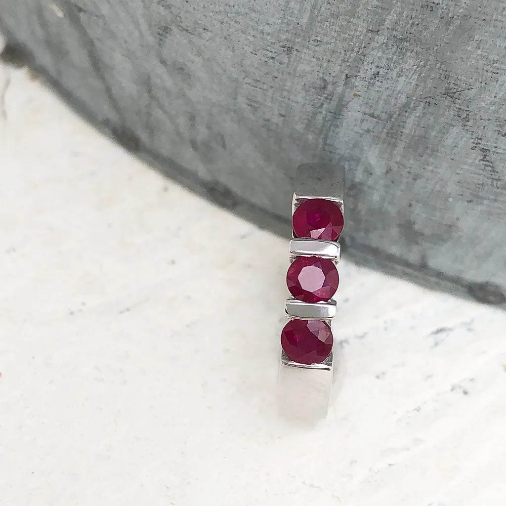 Trilogy Bar Set Ruby Ring