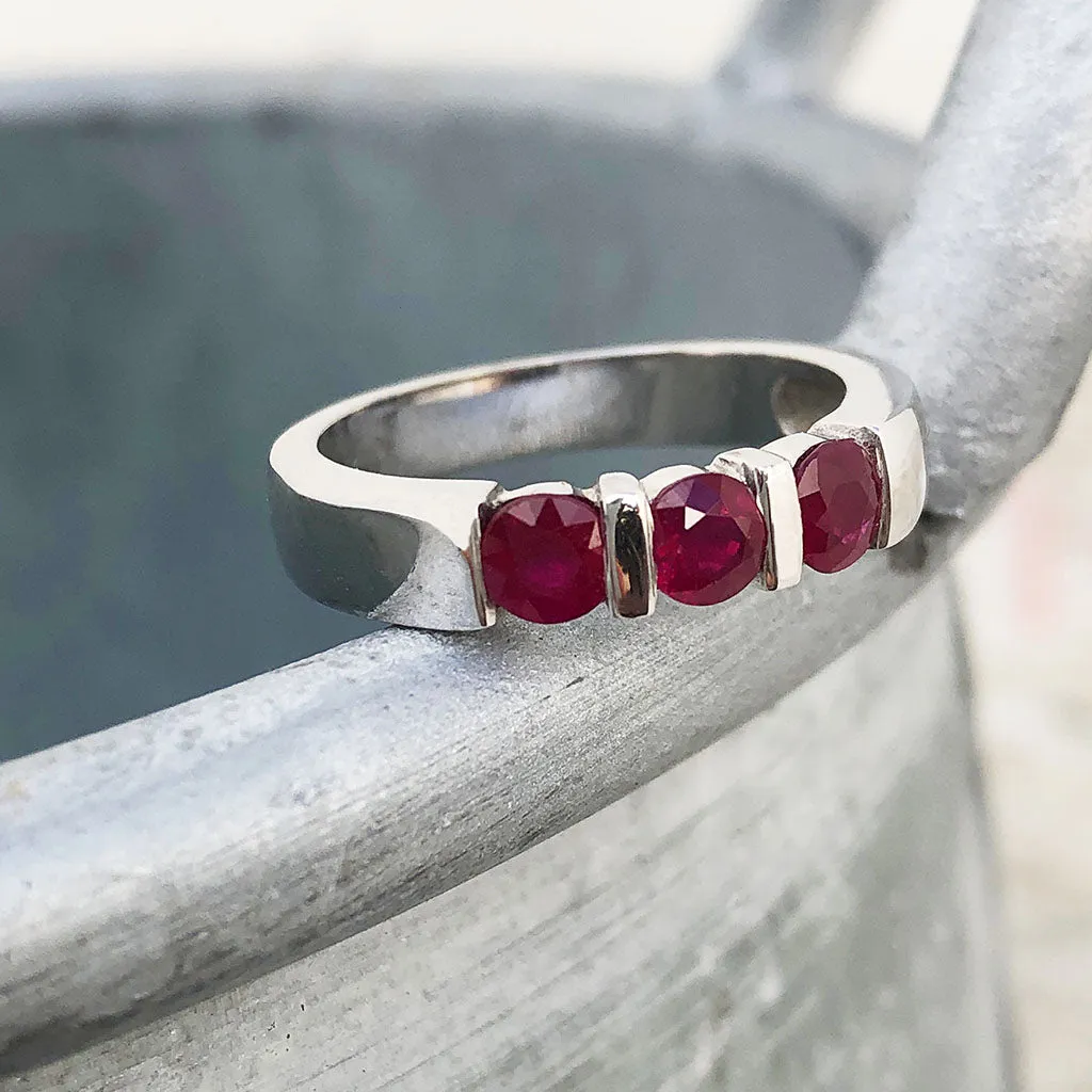 Trilogy Bar Set Ruby Ring