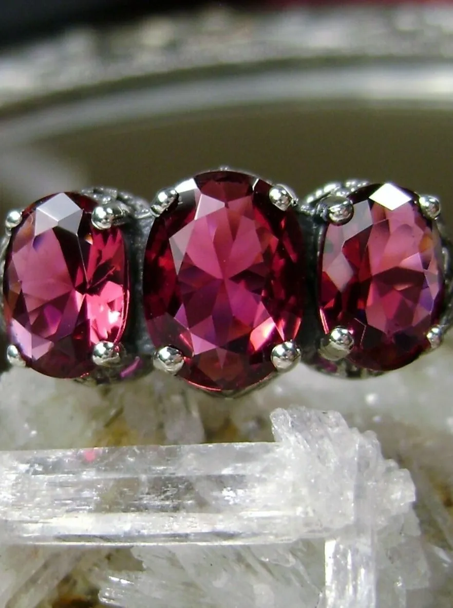Trinity Ruby Ring, Size 10, Triple Gem Art Deco Ring | Vintage Style Jewelry #D41 -Ready to Ship