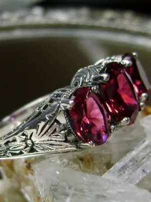 Trinity Ruby Ring, Size 10, Triple Gem Art Deco Ring | Vintage Style Jewelry #D41 -Ready to Ship