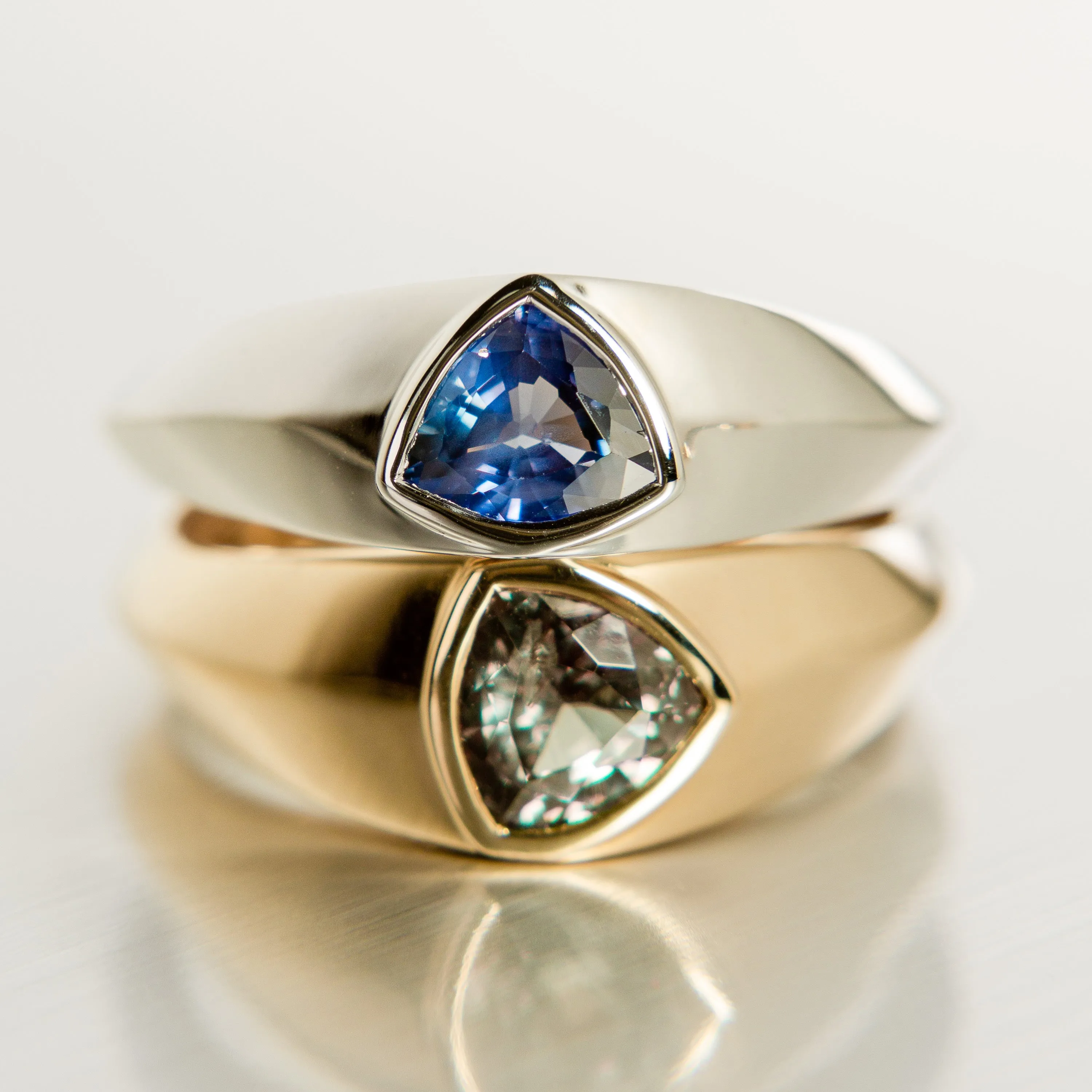 Tunduru Sapphire Signet Ring in 14k White Gold