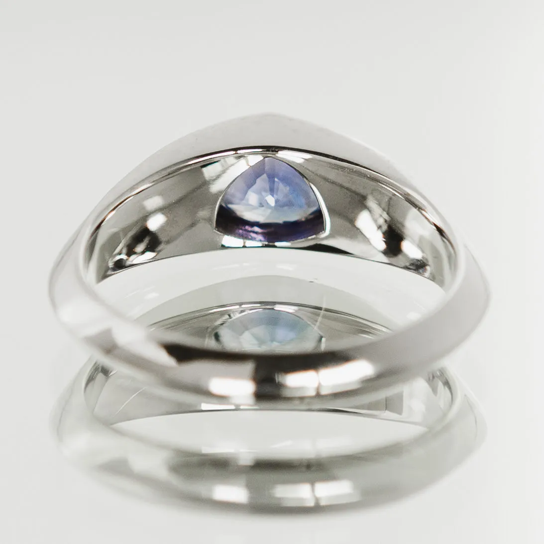 Tunduru Sapphire Signet Ring in 14k White Gold