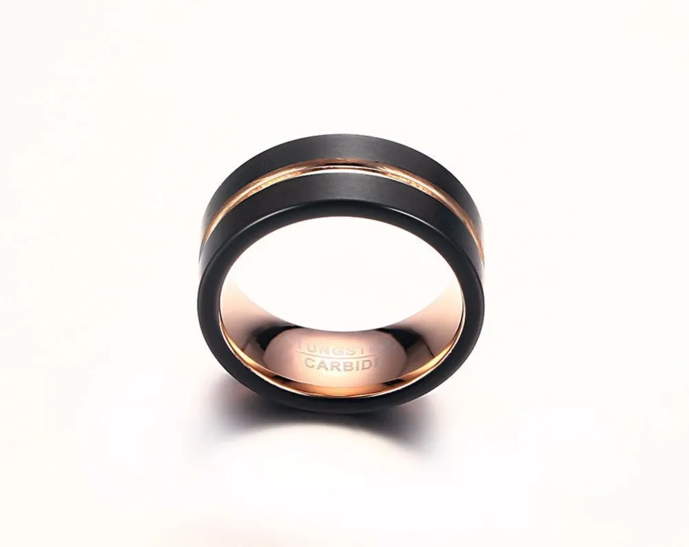 Tungsten Metal Black Gold Plated Ring