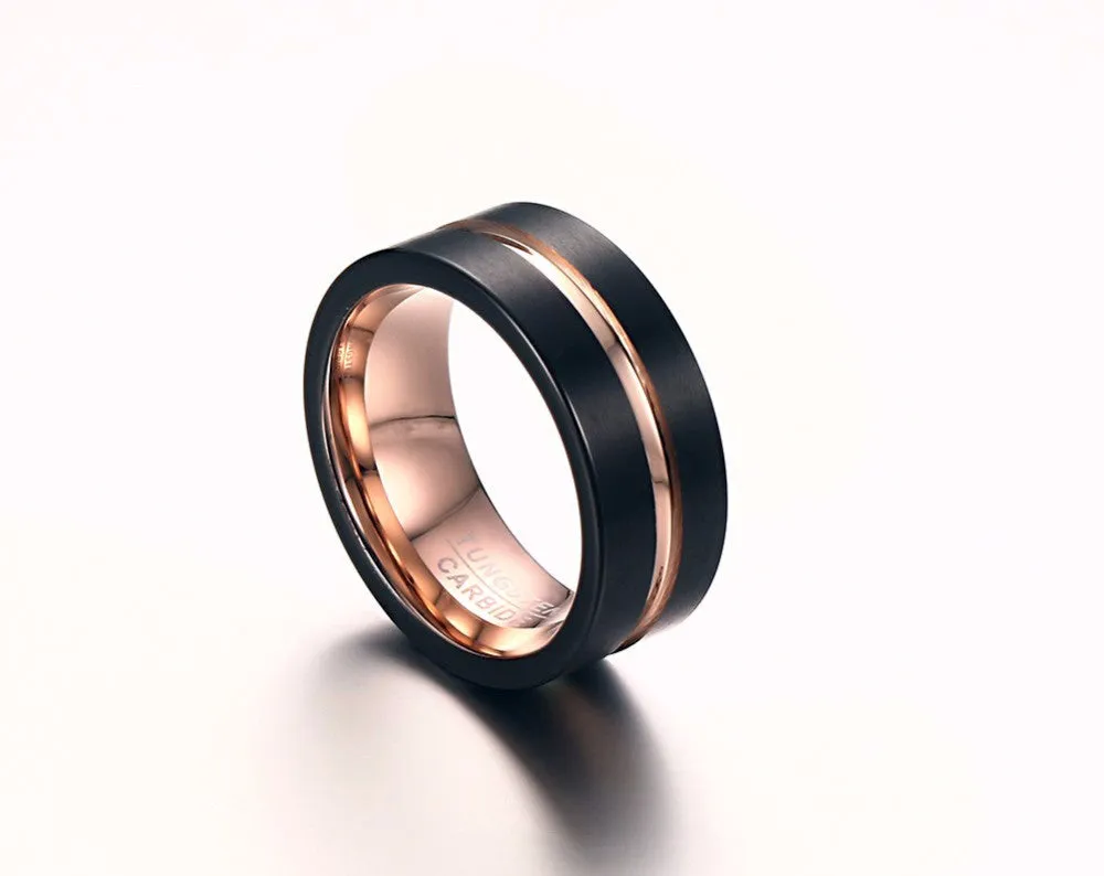 Tungsten Metal Black Gold Plated Ring