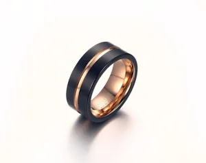 Tungsten Metal Black Gold Plated Ring