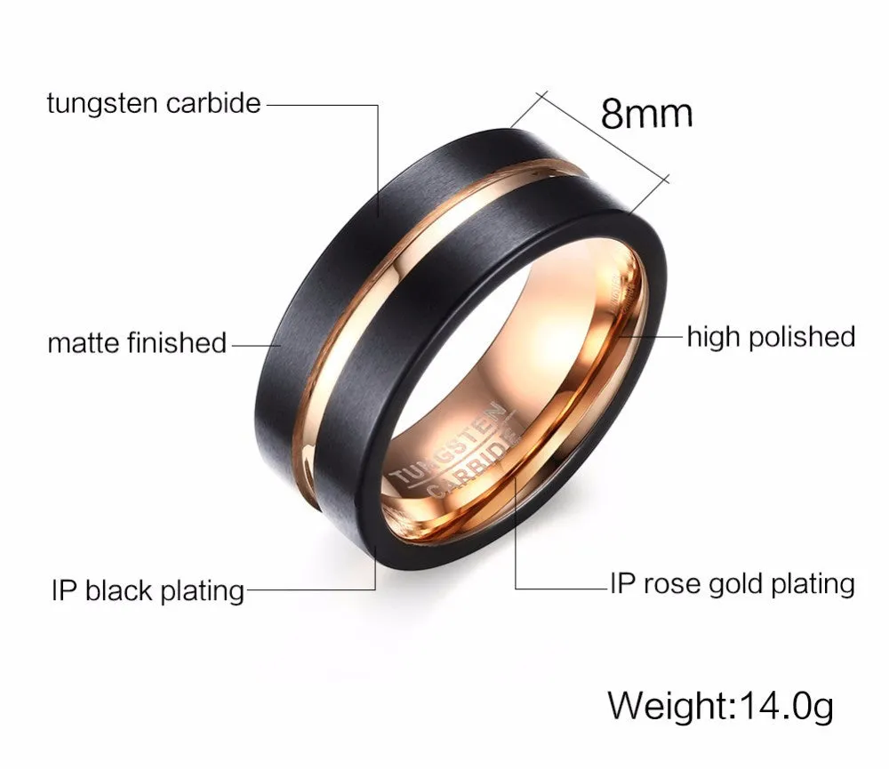 Tungsten Metal Black Gold Plated Ring