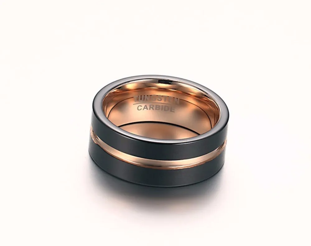 Tungsten Metal Black Gold Plated Ring