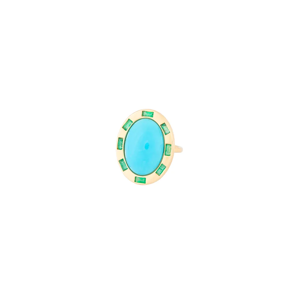 Turquoise And Emerald Ring
