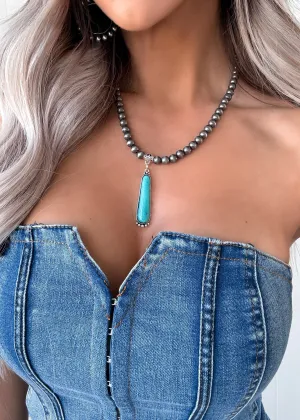 Turquoise Pendant Navajo Bead Necklace