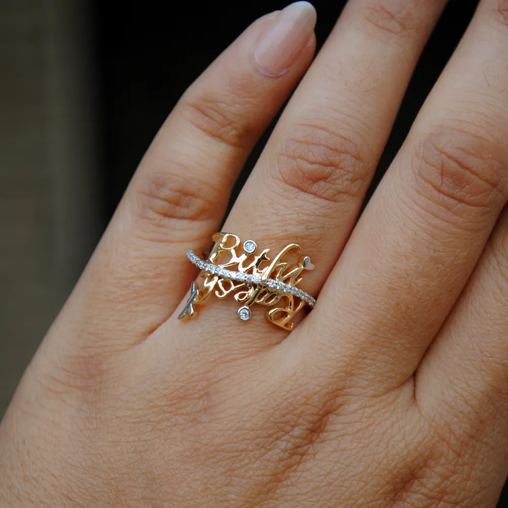 Two Name Personalized Rings Dragonfly Ring