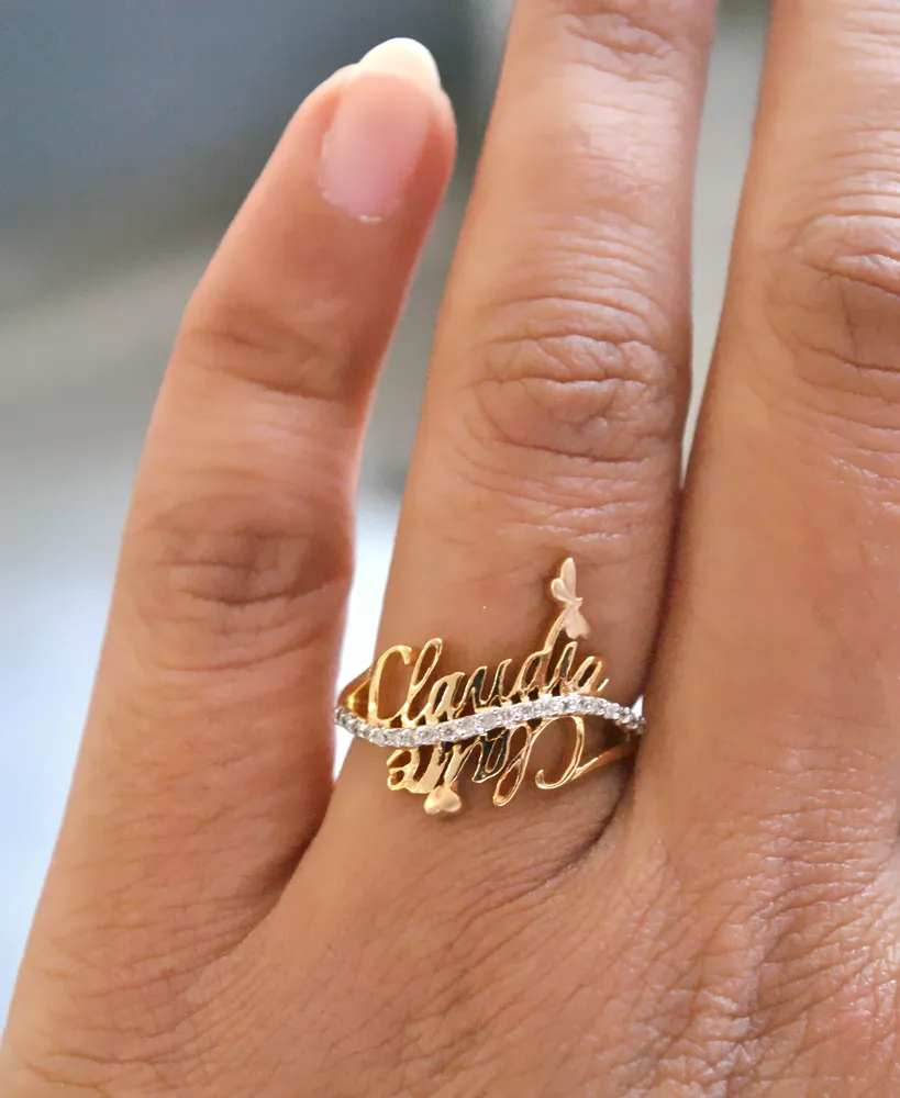 Two Name Personalized Rings Dragonfly Ring