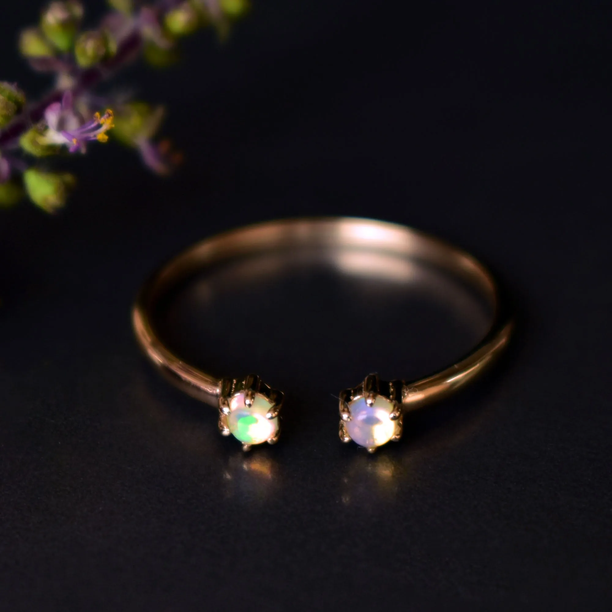 Two Opal Open Gemstone Stack Ring