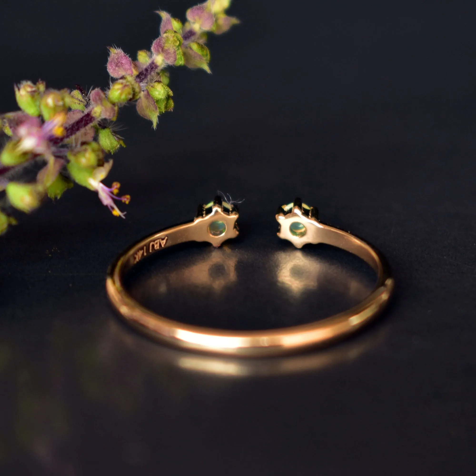 Two Opal Open Gemstone Stack Ring
