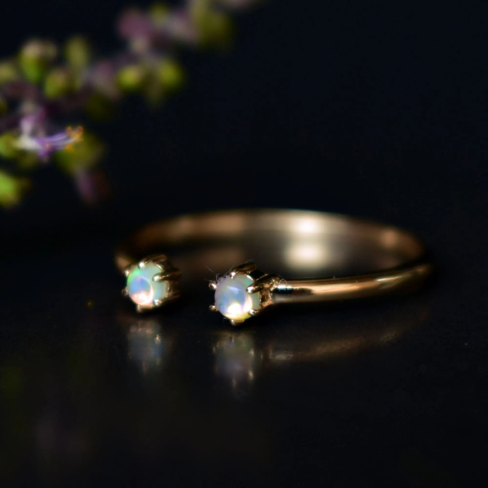 Two Opal Open Gemstone Stack Ring