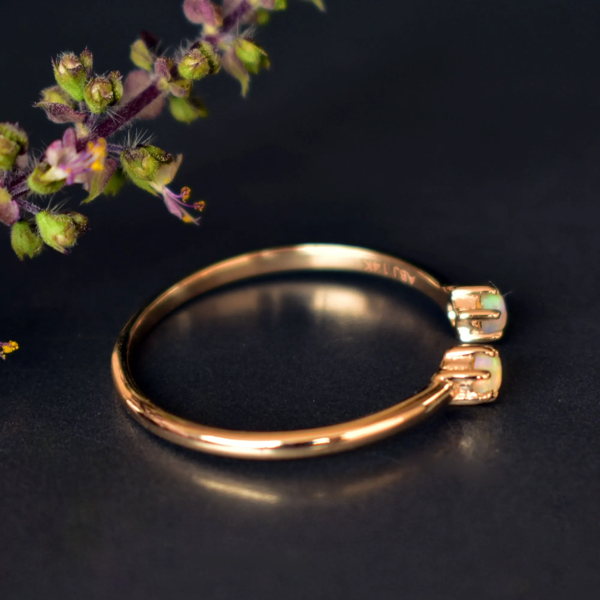 Two Opal Open Gemstone Stack Ring