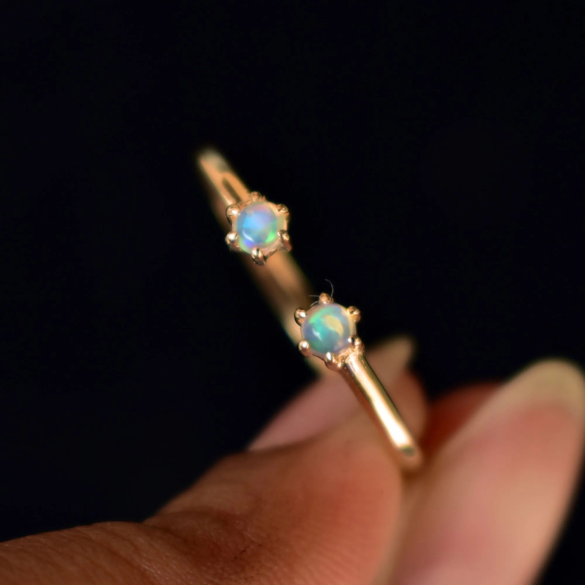 Two Opal Open Gemstone Stack Ring