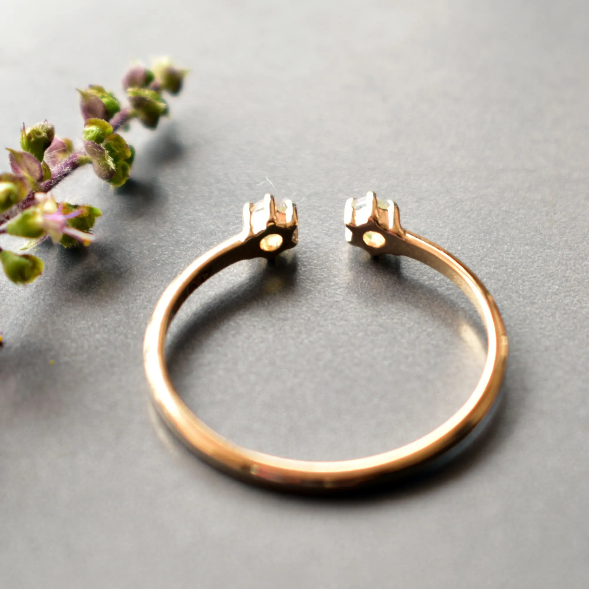 Two Opal Open Gemstone Stack Ring