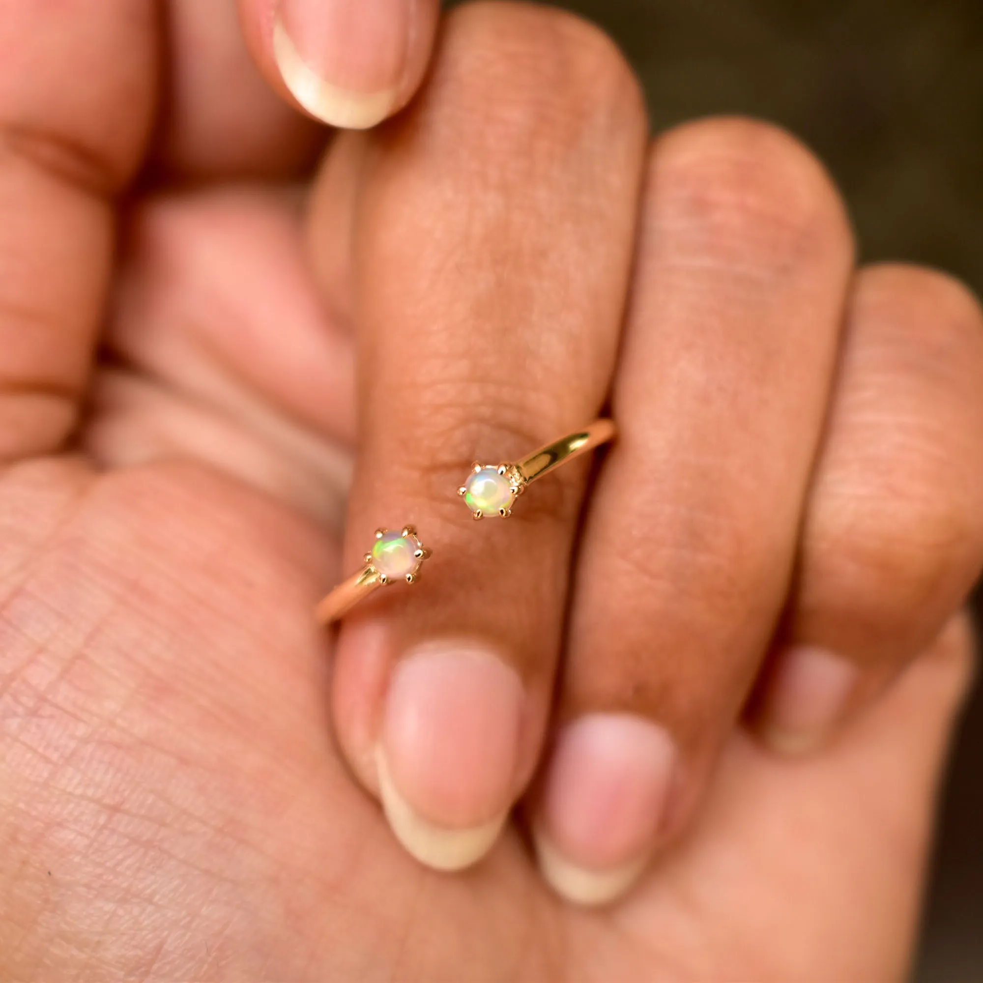 Two Opal Open Gemstone Stack Ring
