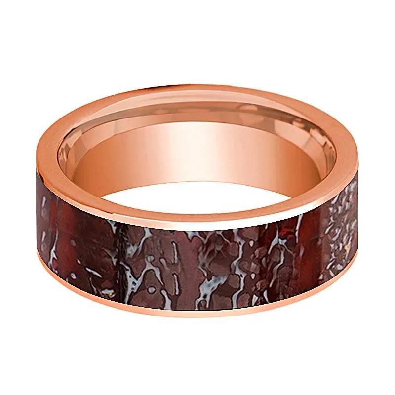 TYRA | 14k Rose Gold Red Dinosaur Bone Inlay Ring