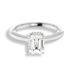 Underneath Halo Emerald Cut Solitaire Engagement Ring