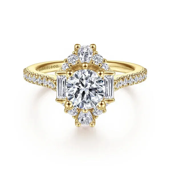 Unique Art Deco Halo Diamond Channel Set Engagement Ring Mounting