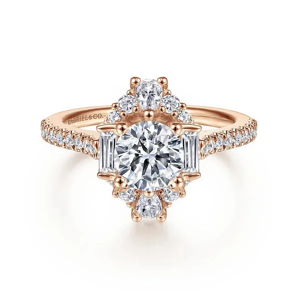 Unique Art Deco Halo Diamond Channel Set Engagement Ring Mounting