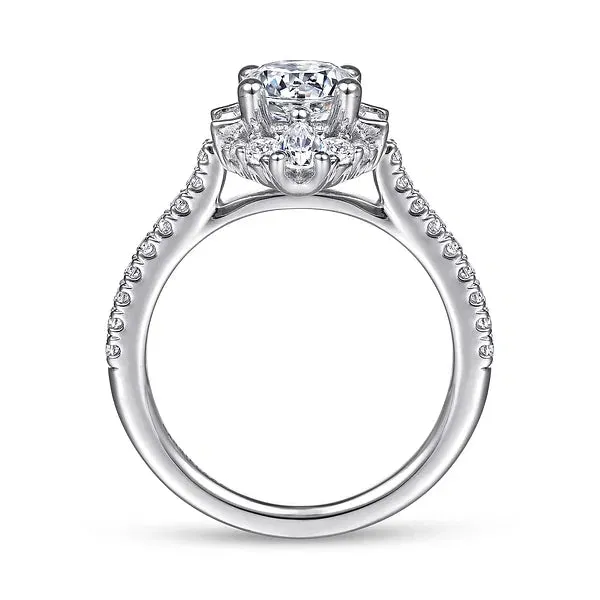 Unique Art Deco Halo Diamond Channel Set Engagement Ring Mounting