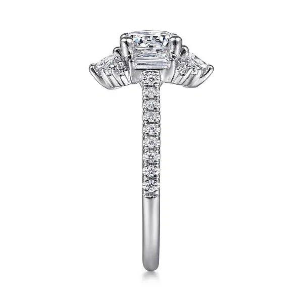 Unique Art Deco Halo Diamond Channel Set Engagement Ring Mounting