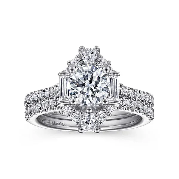Unique Art Deco Halo Diamond Channel Set Engagement Ring Mounting