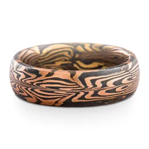 Unique Experimental Pattern Mokume Gane Wedding Band or Ring in Combination Palette SHIPS TODAY