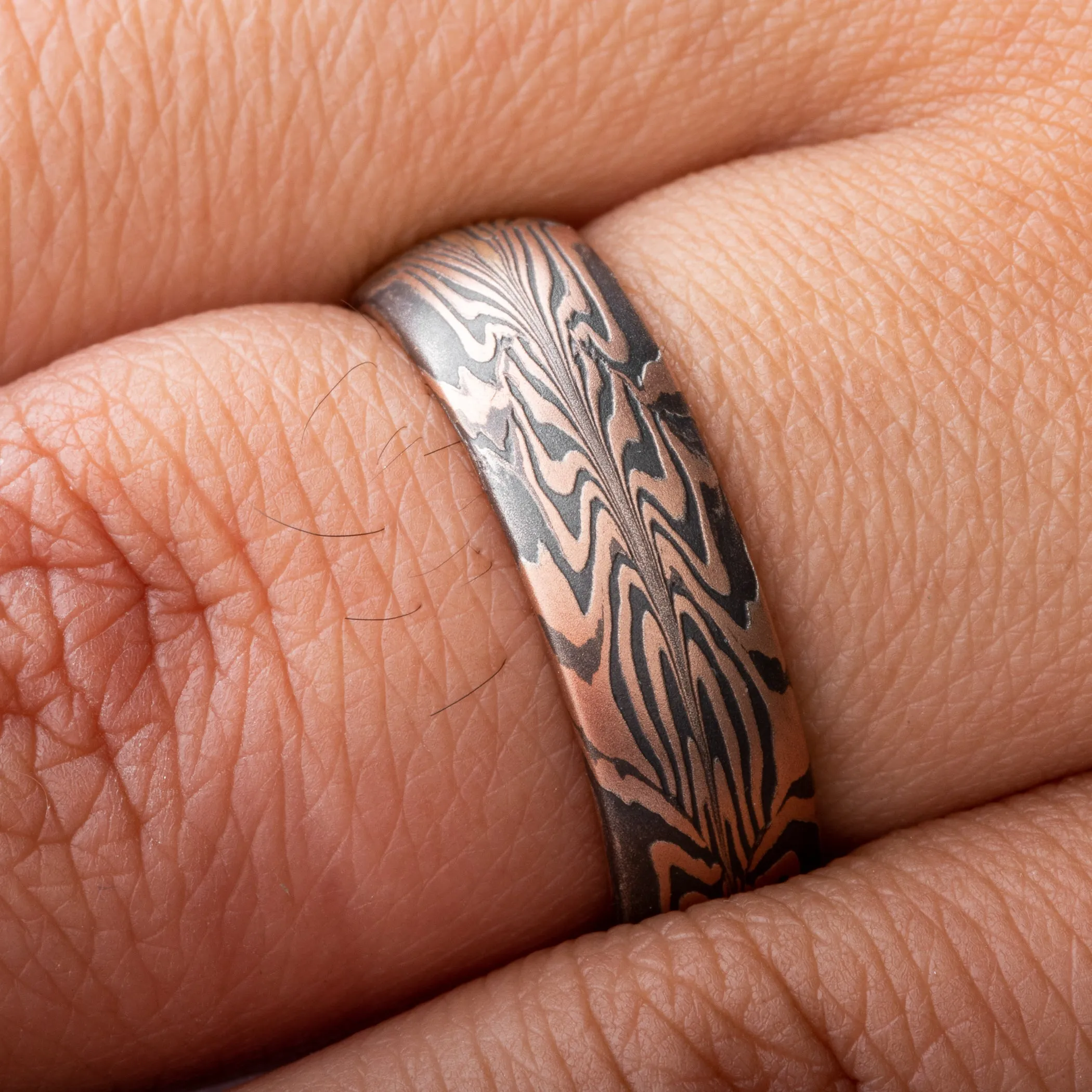 Unique Experimental Pattern Mokume Gane Wedding Band or Ring in Combination Palette SHIPS TODAY