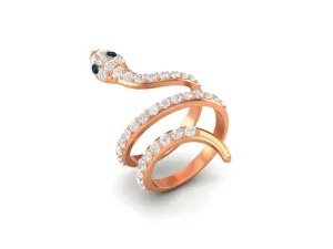Unique Snake London Blue Topaz Bridal Ring Vintage Statement Engagement Ring