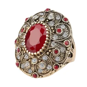 Unique Vintage Oval Ring Ancient Gold Anniverssary For Women Jewelry