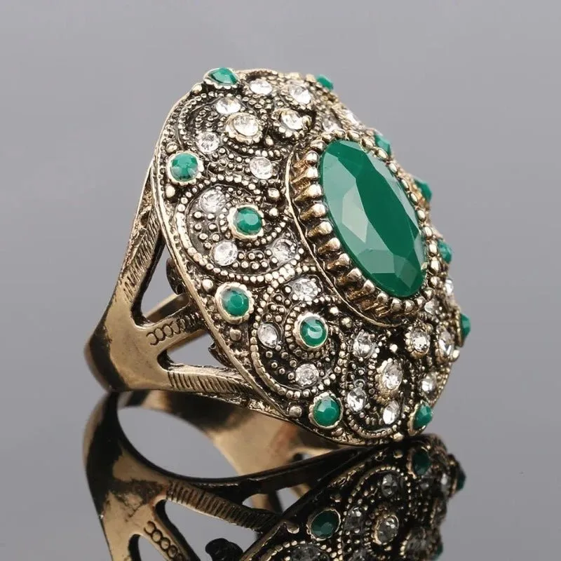Unique Vintage Oval Ring Ancient Gold Anniverssary For Women Jewelry