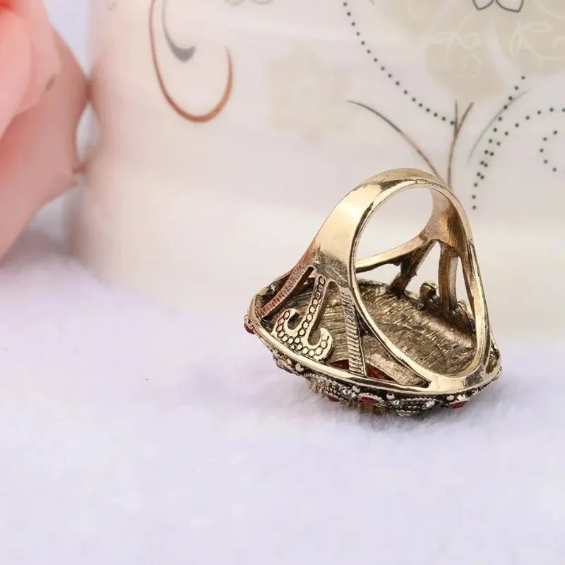 Unique Vintage Oval Ring Ancient Gold Anniverssary For Women Jewelry