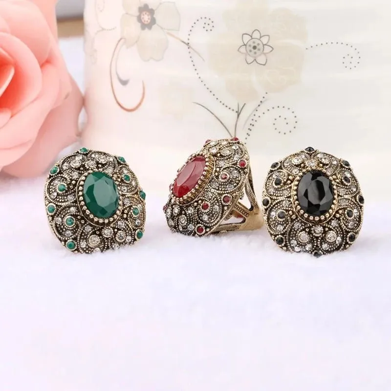 Unique Vintage Oval Ring Ancient Gold Anniverssary For Women Jewelry