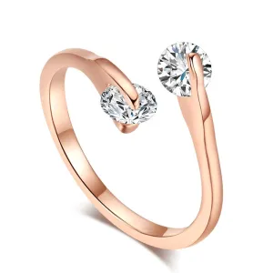 Unique White Sapphire Engagement Ring Women 14K Rose Gold Jewelry