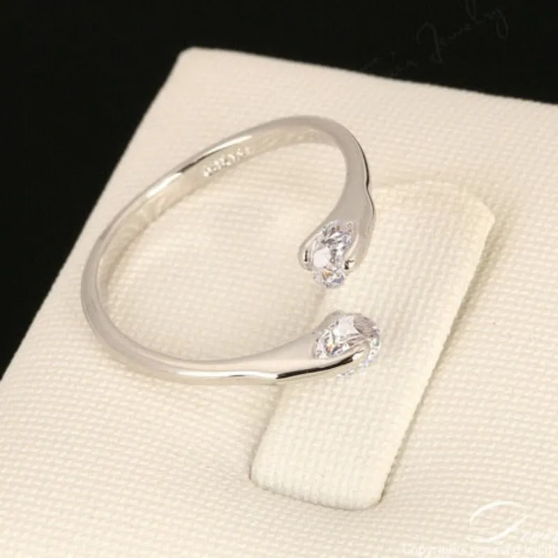 Unique White Sapphire Engagement Ring Women 14K Rose Gold Jewelry