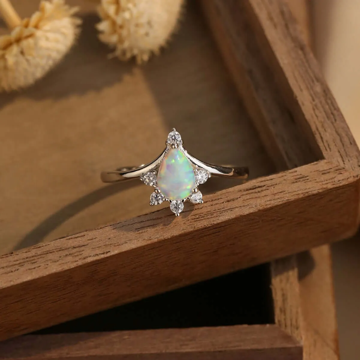 V-shaped Beautiful Opal Ring for Women