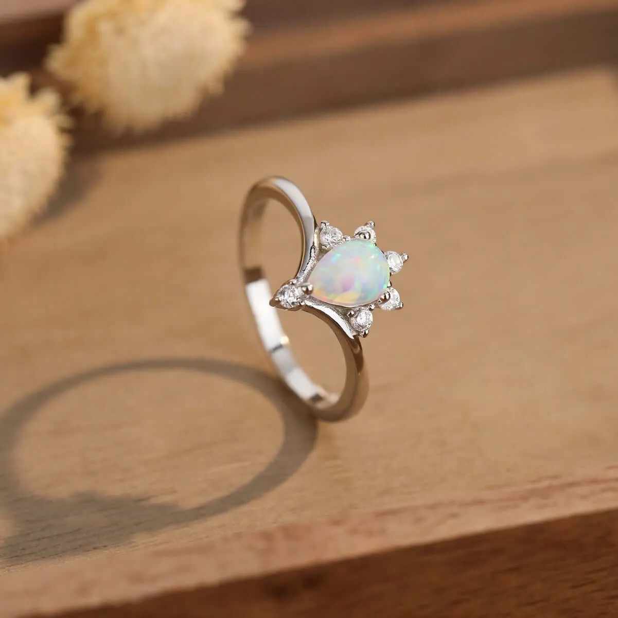 V-shaped Beautiful Opal Ring for Women