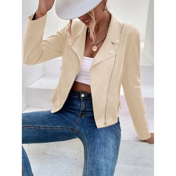 Vegan suede motorcycle jacket moto boho hot pink