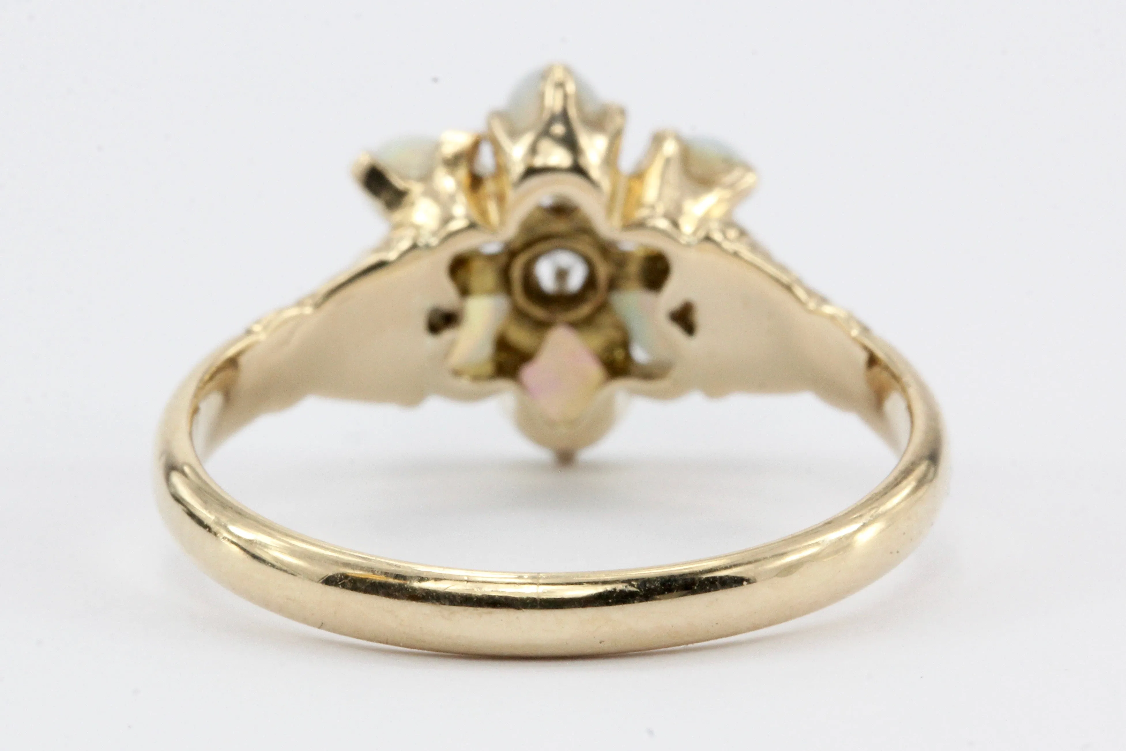 Victorian 10K Gold Opal & Diamond Ring c.1890's by  M.B. Bryant & Co