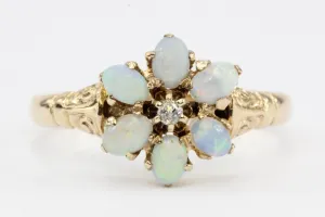 Victorian 10K Gold Opal & Diamond Ring c.1890's by  M.B. Bryant & Co