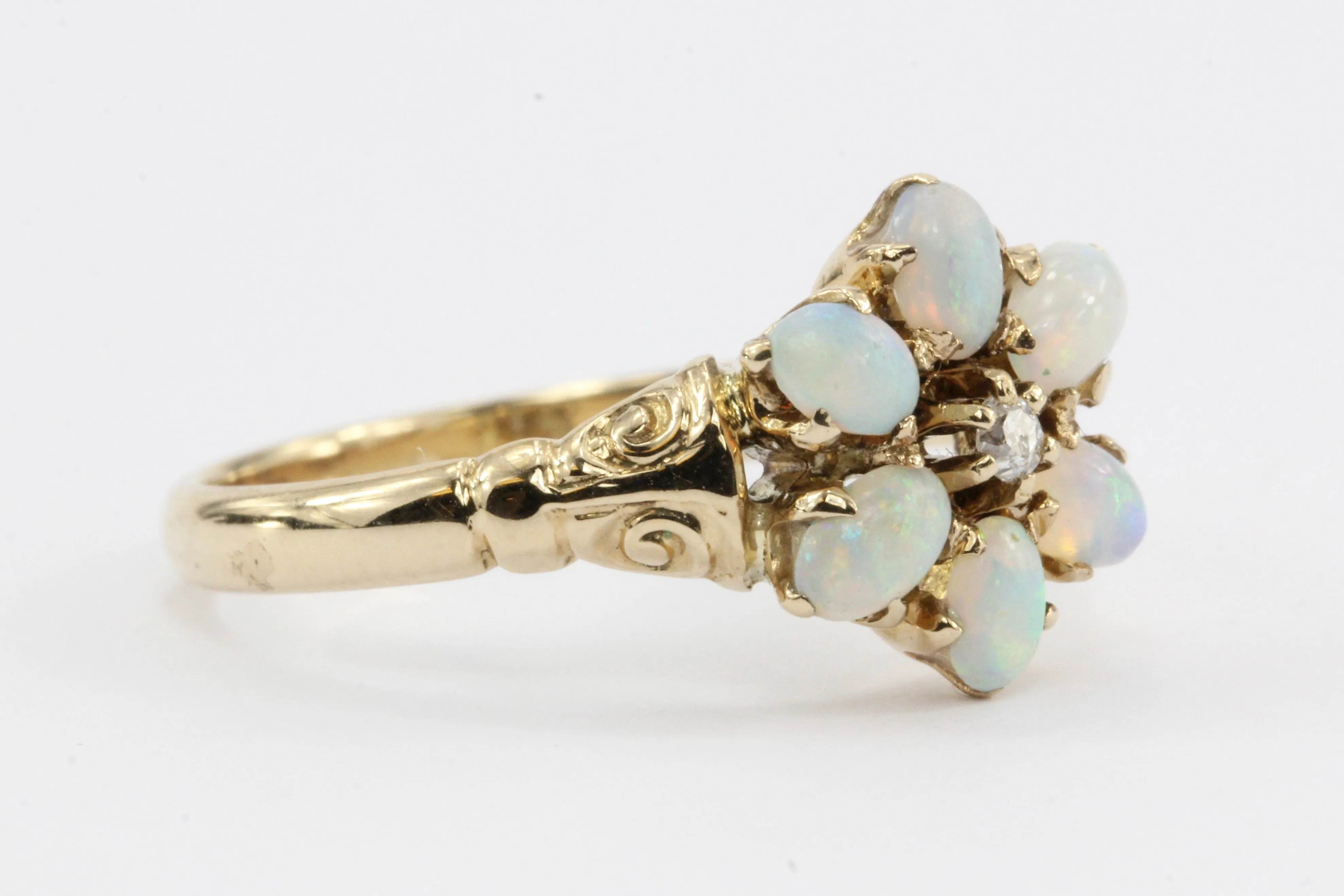 Victorian 10K Gold Opal & Diamond Ring c.1890's by  M.B. Bryant & Co